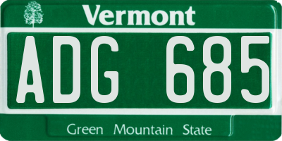 VT license plate ADG685