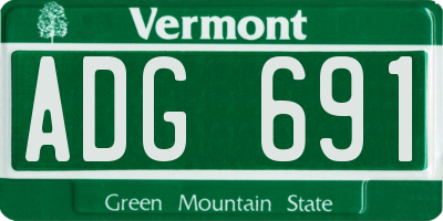 VT license plate ADG691