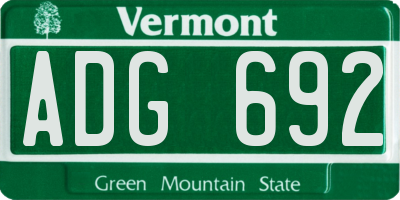 VT license plate ADG692