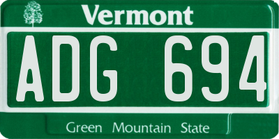 VT license plate ADG694