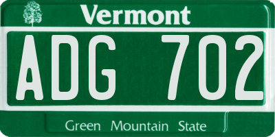 VT license plate ADG702