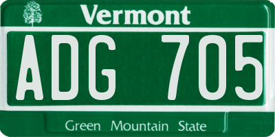VT license plate ADG705