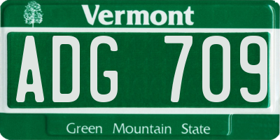 VT license plate ADG709