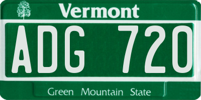 VT license plate ADG720