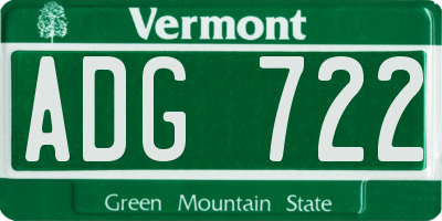 VT license plate ADG722