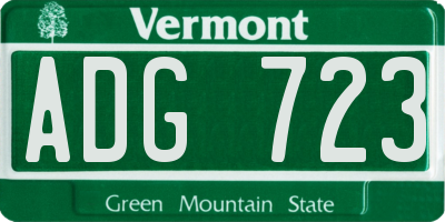 VT license plate ADG723