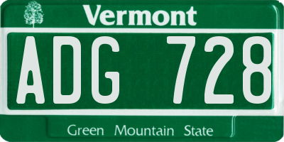 VT license plate ADG728