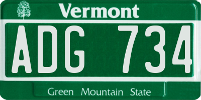 VT license plate ADG734