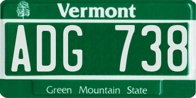 VT license plate ADG738