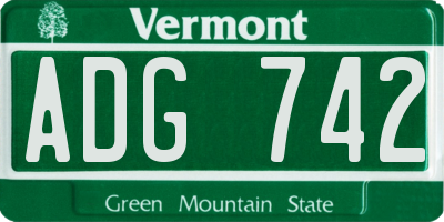 VT license plate ADG742
