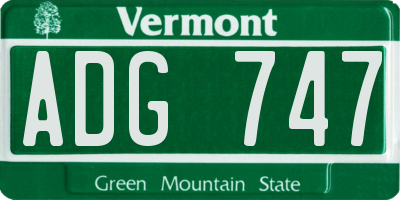 VT license plate ADG747