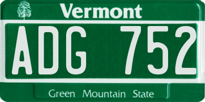 VT license plate ADG752