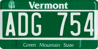 VT license plate ADG754
