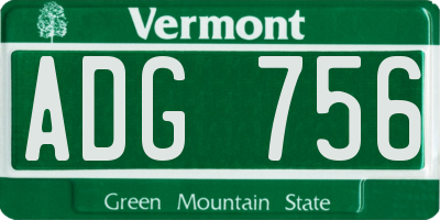 VT license plate ADG756