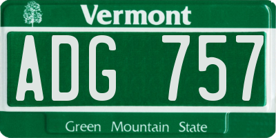 VT license plate ADG757