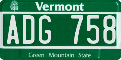 VT license plate ADG758