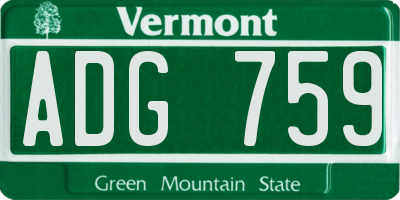VT license plate ADG759