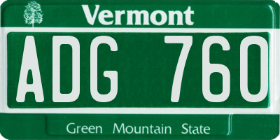 VT license plate ADG760