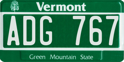 VT license plate ADG767