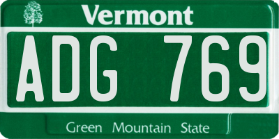 VT license plate ADG769