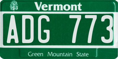 VT license plate ADG773