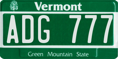 VT license plate ADG777