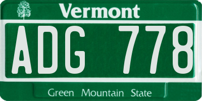 VT license plate ADG778