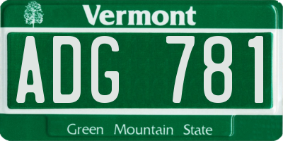 VT license plate ADG781