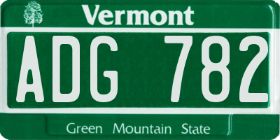 VT license plate ADG782