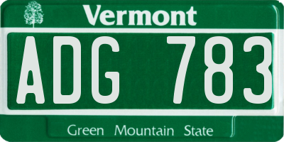 VT license plate ADG783