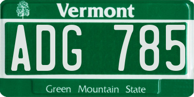 VT license plate ADG785