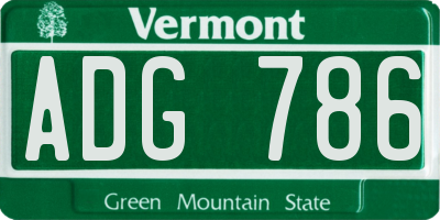 VT license plate ADG786