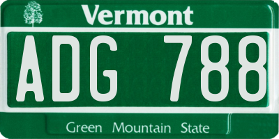 VT license plate ADG788