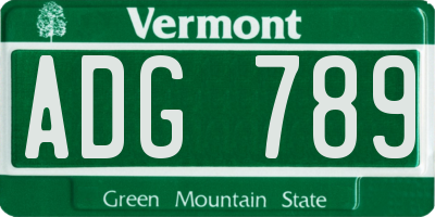 VT license plate ADG789