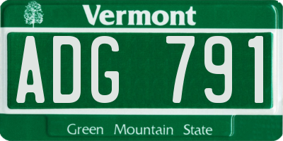 VT license plate ADG791