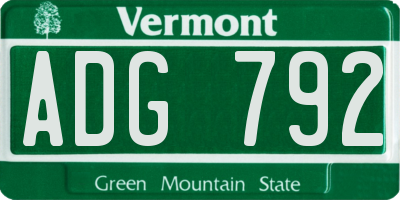 VT license plate ADG792