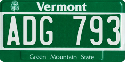 VT license plate ADG793