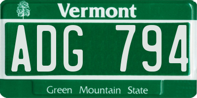VT license plate ADG794