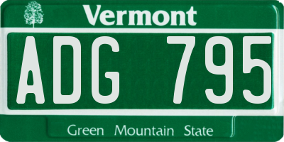 VT license plate ADG795