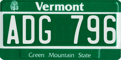 VT license plate ADG796