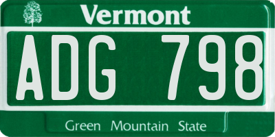 VT license plate ADG798