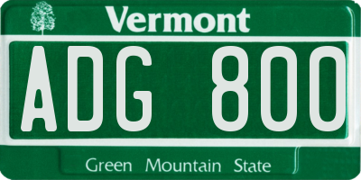 VT license plate ADG800
