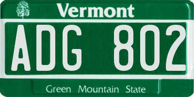 VT license plate ADG802