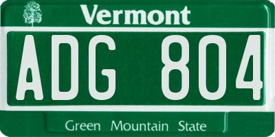 VT license plate ADG804