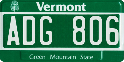 VT license plate ADG806