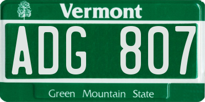 VT license plate ADG807