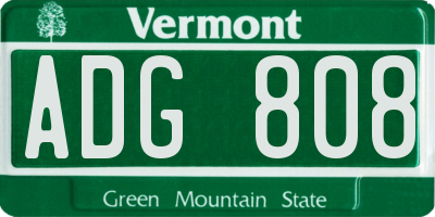 VT license plate ADG808