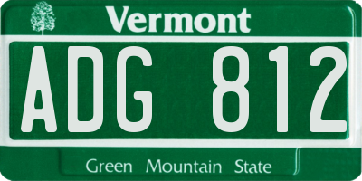 VT license plate ADG812