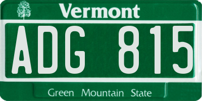 VT license plate ADG815