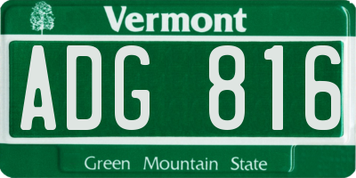 VT license plate ADG816